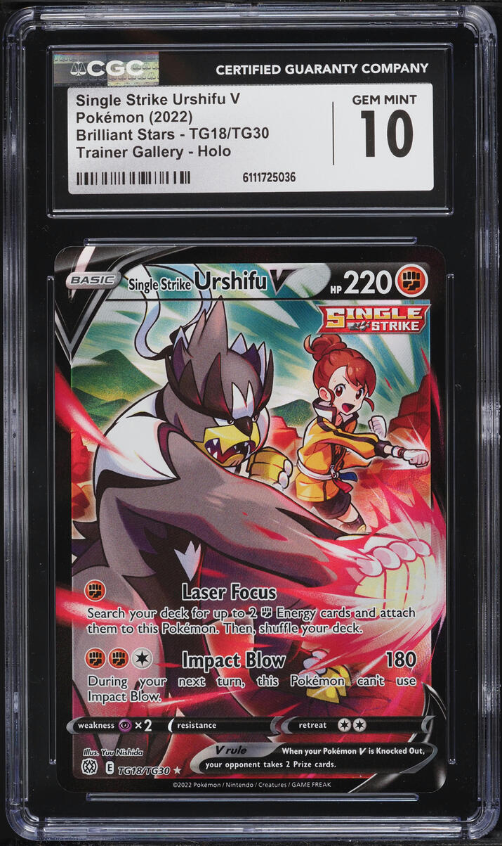 2022 Pokemon Sword & Shield Brilliant Stars CHR Single Strike Urshifu V #TG18 CGC 10 GEM MINT