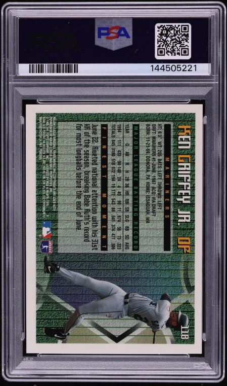1995 Finest w/ Coating Ken Griffey Jr. #118 PSA 8 NM-MT