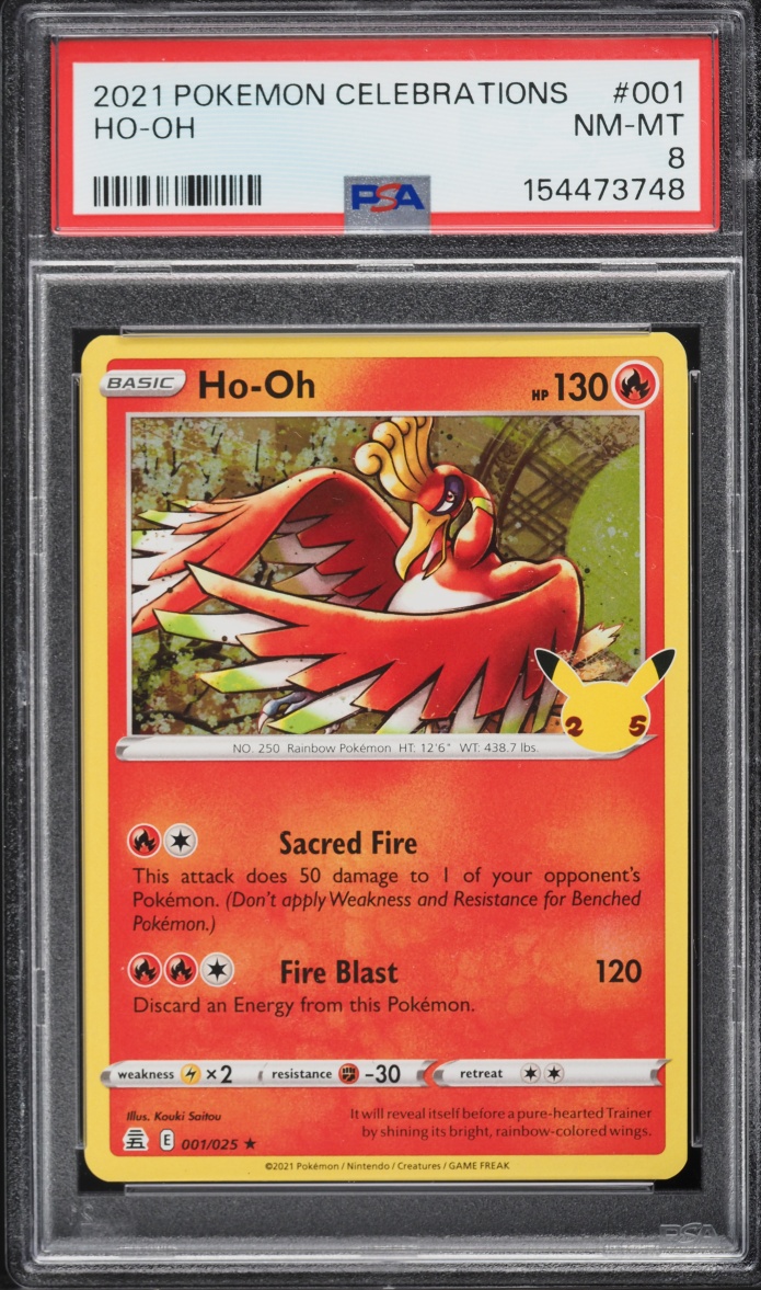 2021 Pokemon Sword & Shield Celebrations Ho-Oh #1 PSA 8 NM-MT