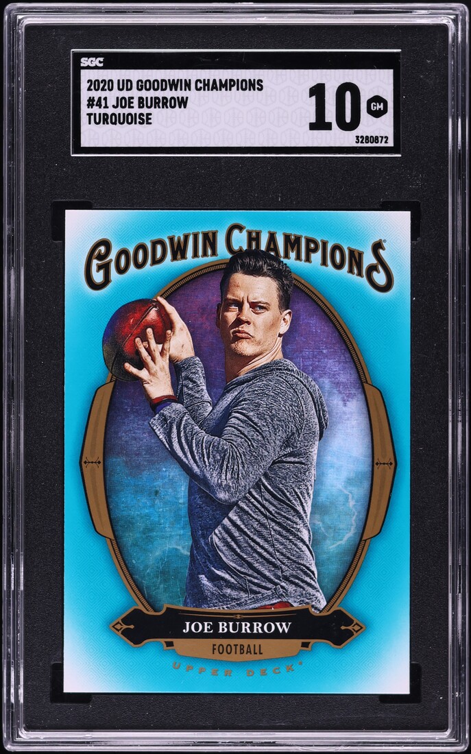 2020 Upper Deck Goodwin Champions Turquoise Joe Burrow ROOKIE #41 SGC 10 GEM