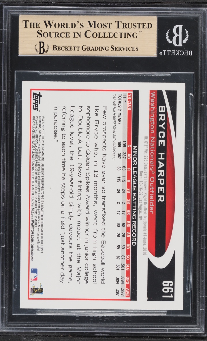 2012 Topps Front Leg Up Bryce Harper ROOKIE #661C BGS 9.5 GEM MINT