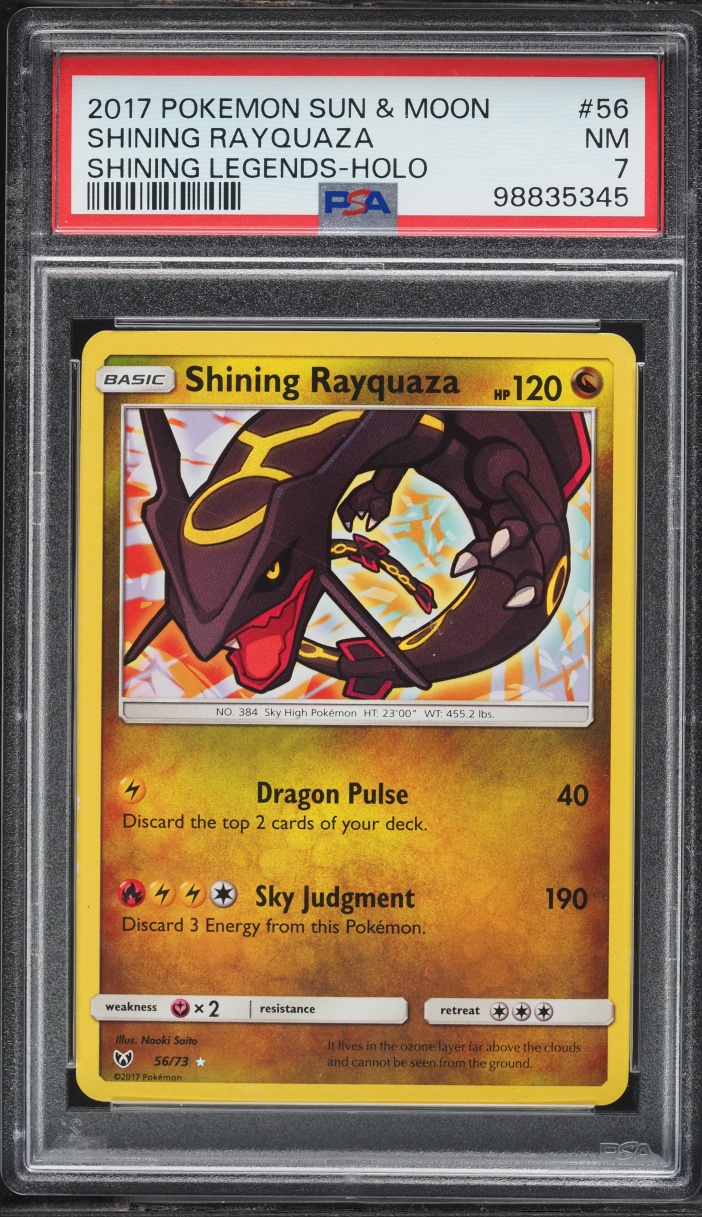 2017 Pokemon Sun & Moon Shining Legends Holo Shining Rayquaza #56 PSA 7 NRMT