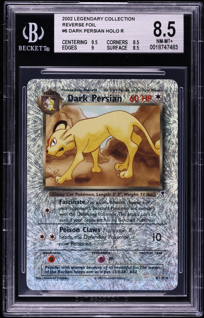 2002 Pokemon Legendary Collection Reverse Holo Dark Persian #6 BGS 8.5 NM-MT+
