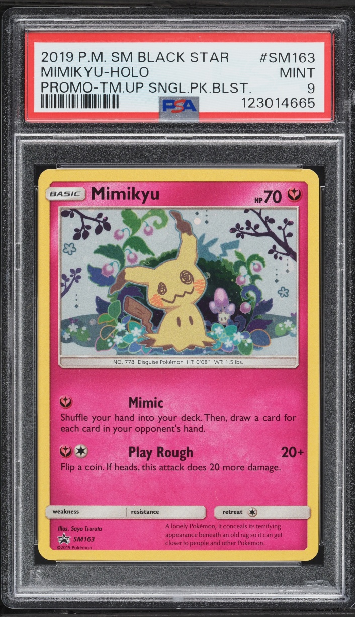 2019 Pokemon Sun & Moon Black Star Promo Team Up Holo Mimikyu #SM163 PSA 9 MINT