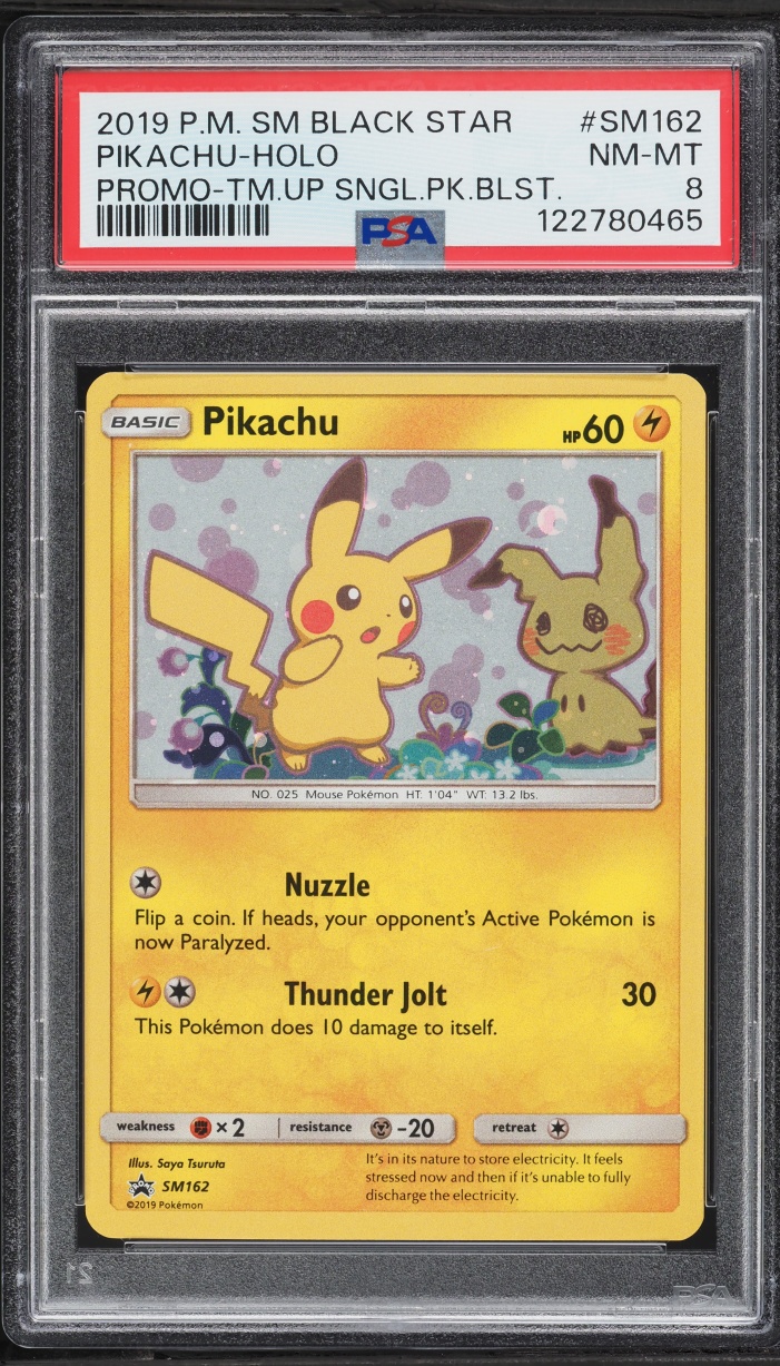 2019 Pokemon Sun & Moon Promo Team Up Single Pack Blister Holo Pikachu #SM162 PSA 8 NM-MT