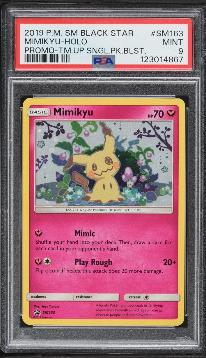 2019 Pokemon Sun & Moon Black Star Promo Team Up Holo Mimikyu #SM163 PSA 9 MINT