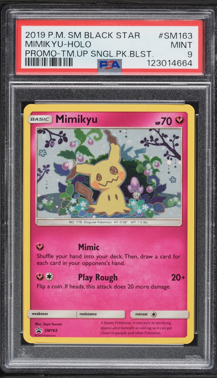 2019 Pokemon Sun & Moon Black Star Promo Team Up Holo Mimikyu #SM163 PSA 9 MINT