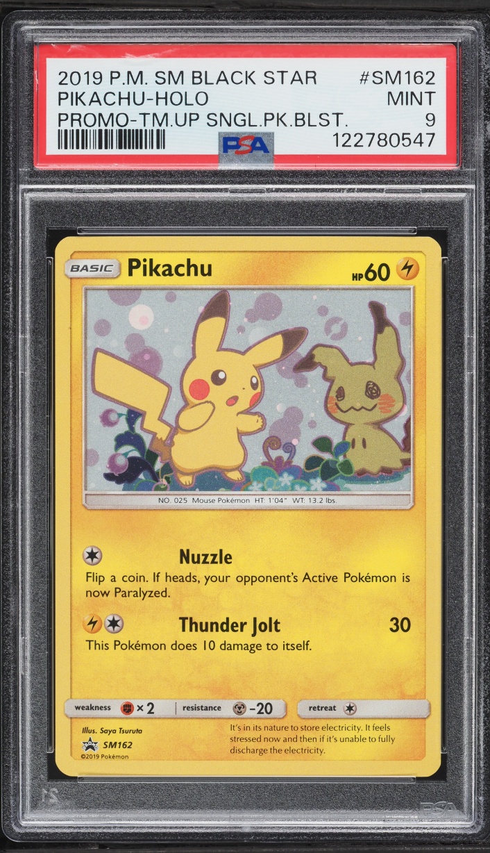 2019 Pokemon Sun & Moon Promo Team Up Single Pack Blister Holo Pikachu #SM162 PSA 9 MINT
