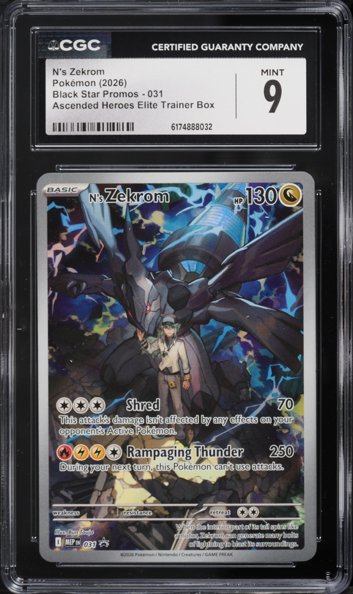 2026 Pokemon Mega Evolution Promo Ascended Heroes ETB Full Art N's Zekrom #31 CGC 9 MINT