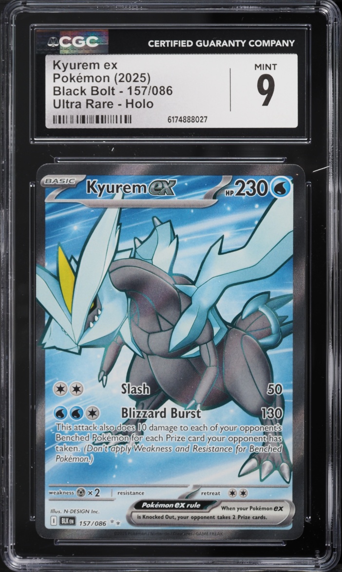 2025 Pokemon Scarlet & Violet Black Bolt Full Art Kyurem Ex #157 CGC 9 MINT