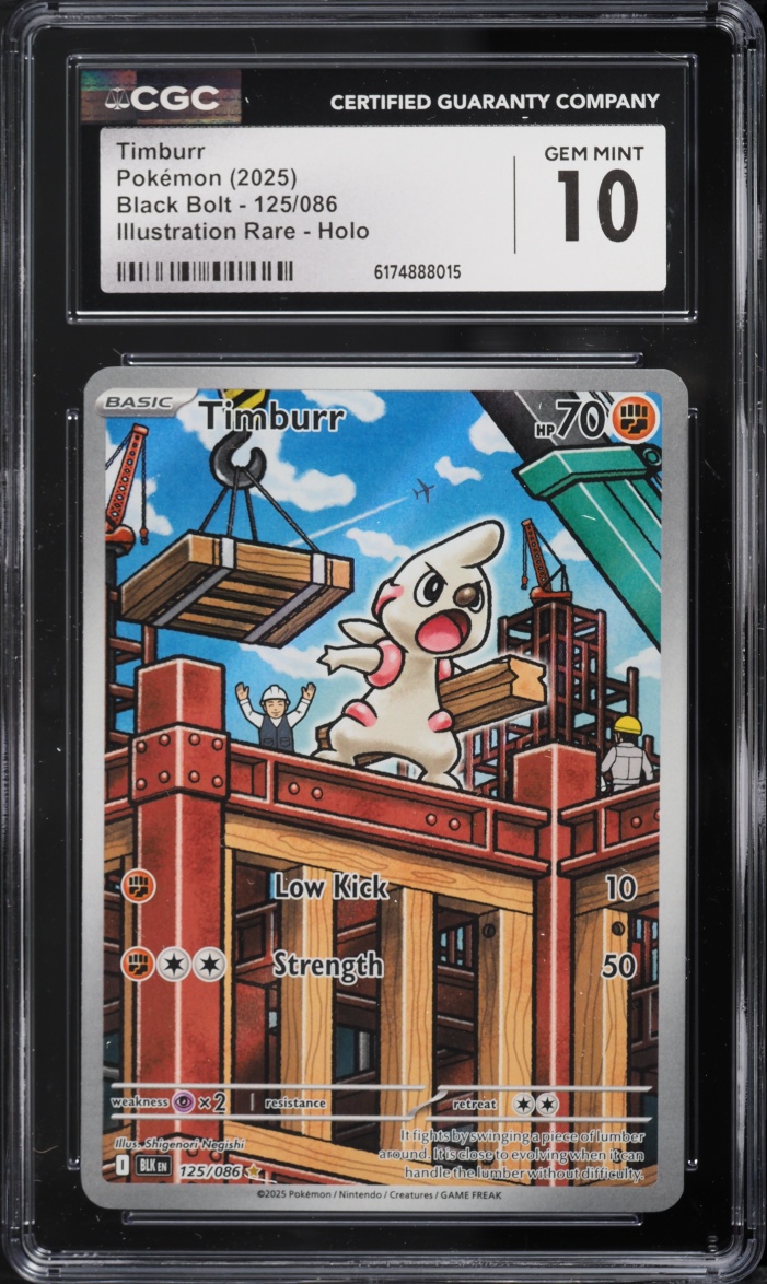 2025 Pokemon Scarlet & Violet Black Bolt IR Timburr #125 CGC 10 GEM MINT