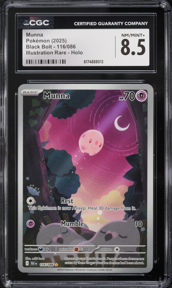 2025 Pokemon Scarlet & Violet Black Bolt IR Munna #116 CGC 8.5 NM-MT+