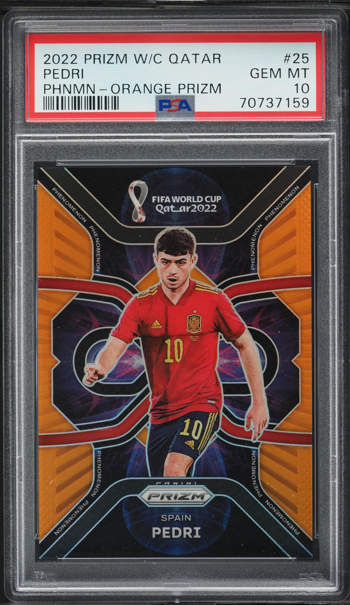 2022 Panini Prizm World Cup Qatar Phenomenon Orange Pedri /25 #25 PSA 10 GEM MINT