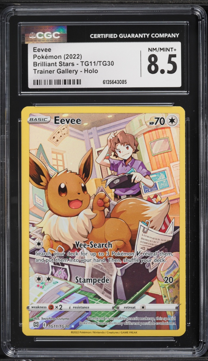 2022 Pokemon Sword & Shield Brilliant Stars CHR Eevee #TG11 CGC 8.5 NM-MT+