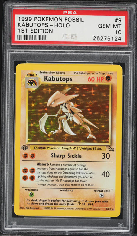 1999 Pokémon Fossil 1st Edition Complete Set, ALL PSA 10 GEM MINT
