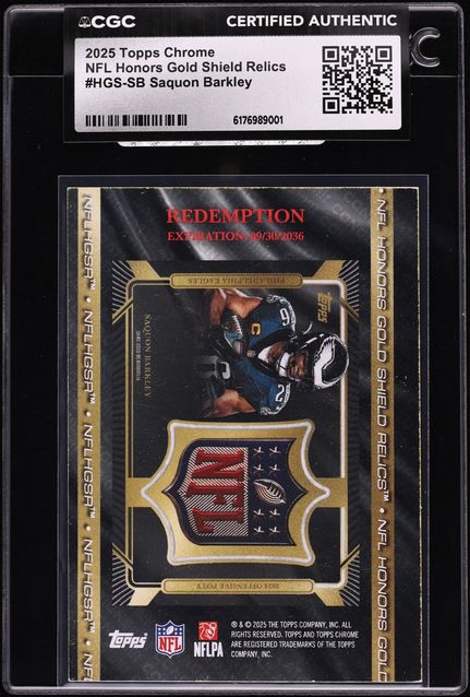 2025 Topps Chrome OPOY NFL Honors Gold Redemption Saquon Barkley NFL SHIELD PATCH /3