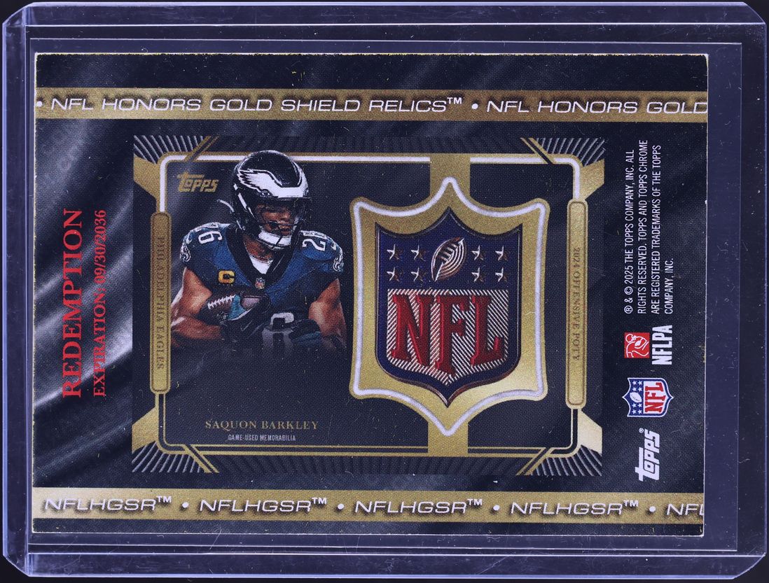 2025 Topps Chrome OPOY NFL Honors Gold Redemption Saquon Barkley NFL SHIELD PATCH /3