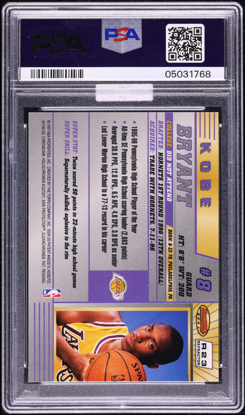 1996 Bowman's Best Refractor Kobe Bryant ROOKIE #R23 MBA PSA 10 GEM MINT