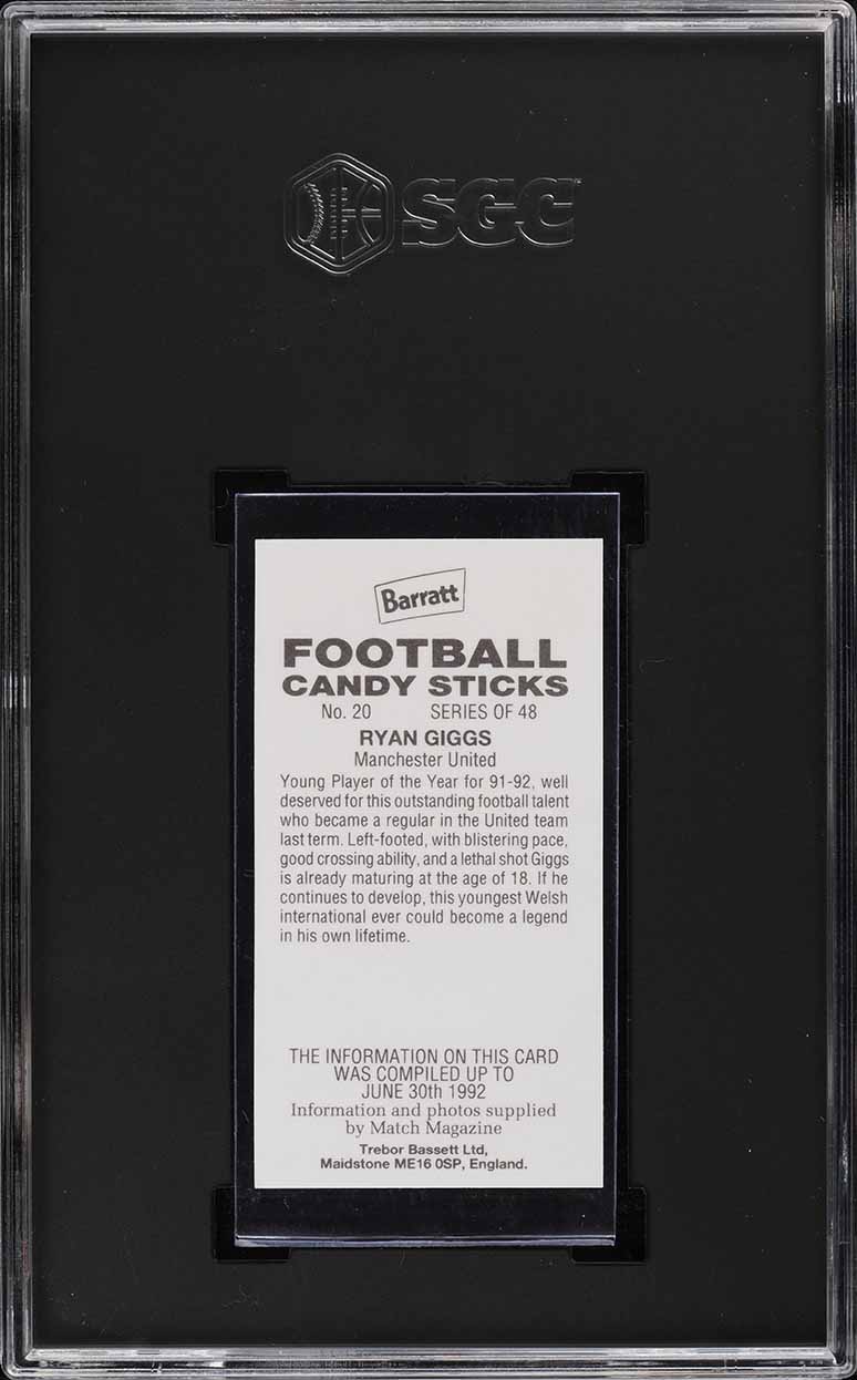 1992 Barratt & Co. Ltd Candy Sticks Ryan Giggs ROOKIE #20 SGC 9 MINT