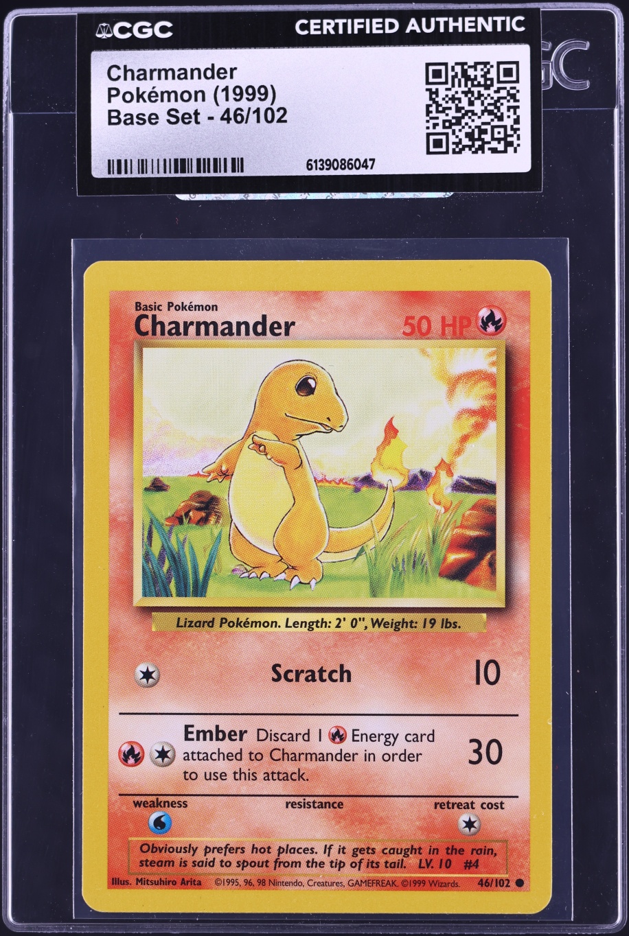 1999 Pokemon Base Set Charmander #46 CGC AUTH