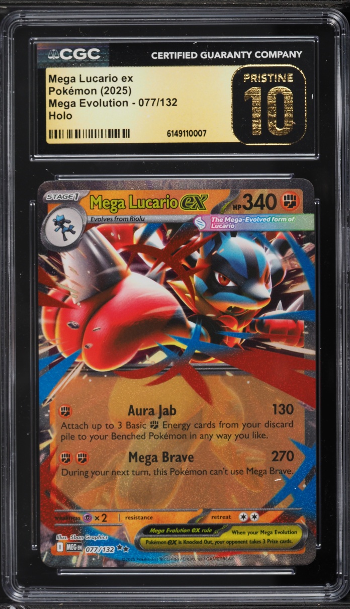 2025 Pokemon Mega Evolution Holo Mega Lucario EX #77 CGC 10 PRISTINE