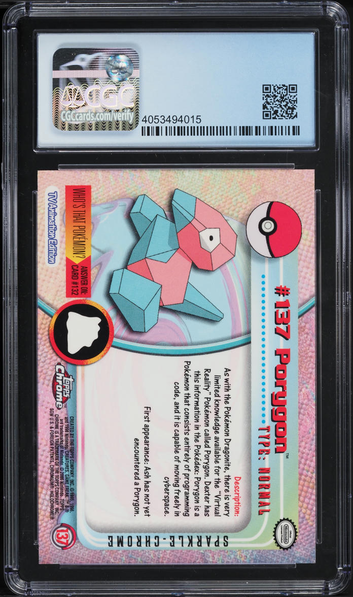 2000 Topps Chrome Pokemon Series 2 Sparkle Porygon #137 CGC 10 PRISTINE