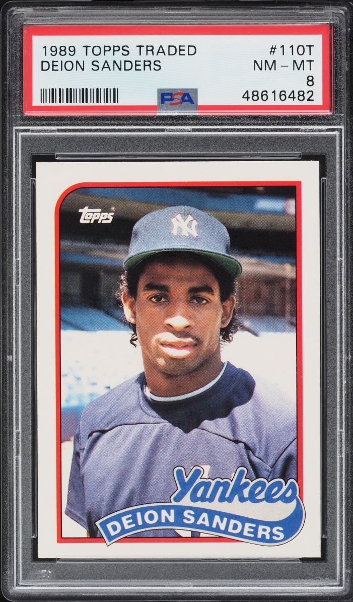 1989 Topps Traded Deion Sanders ROOKIE #110T PSA 8 NM-MT