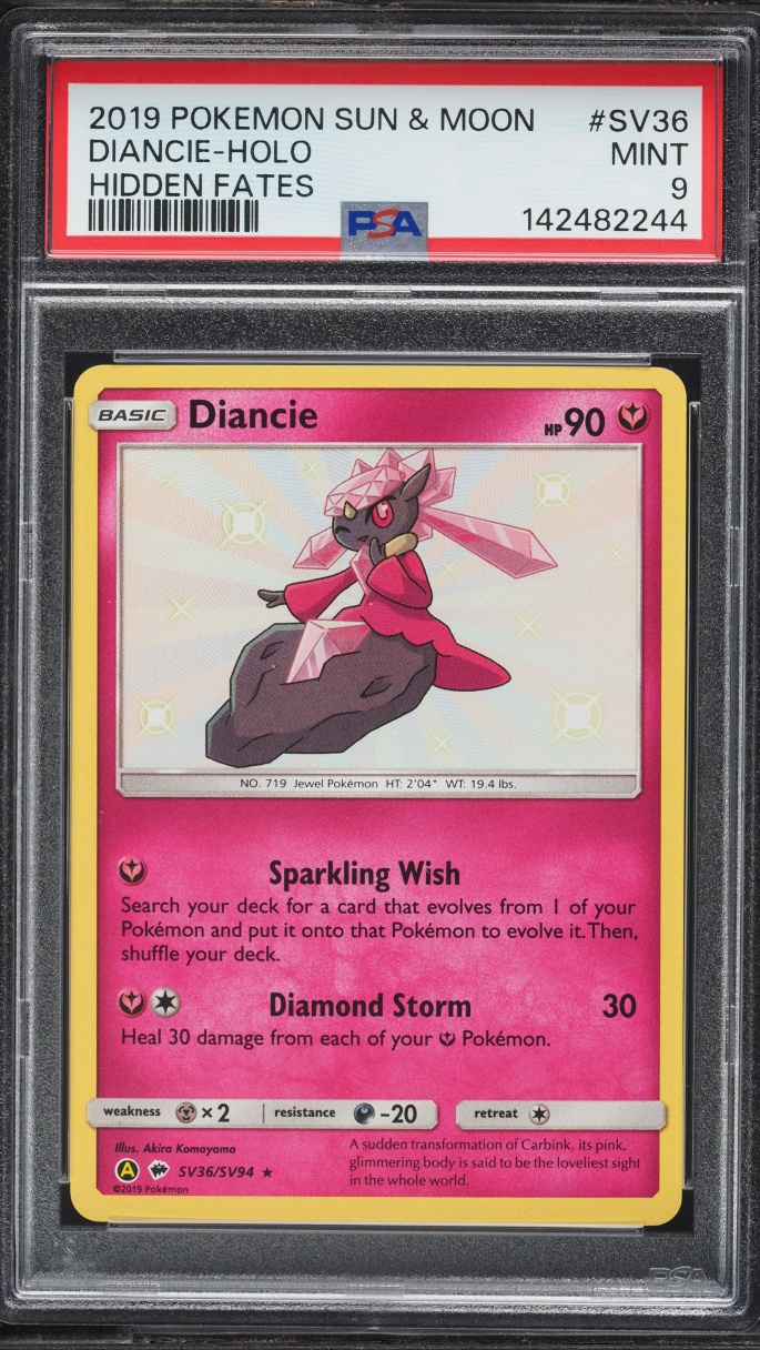 2019 Pokemon Sun & Moon Hidden Fates Shiny Diancie #SV36 PSA 9 MINT