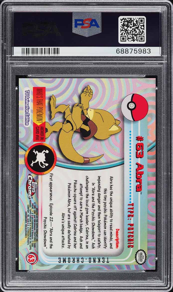 2000 Topps Chrome Pokemon Series 1 Tekno Abra #63 PSA 10 GEM MINT