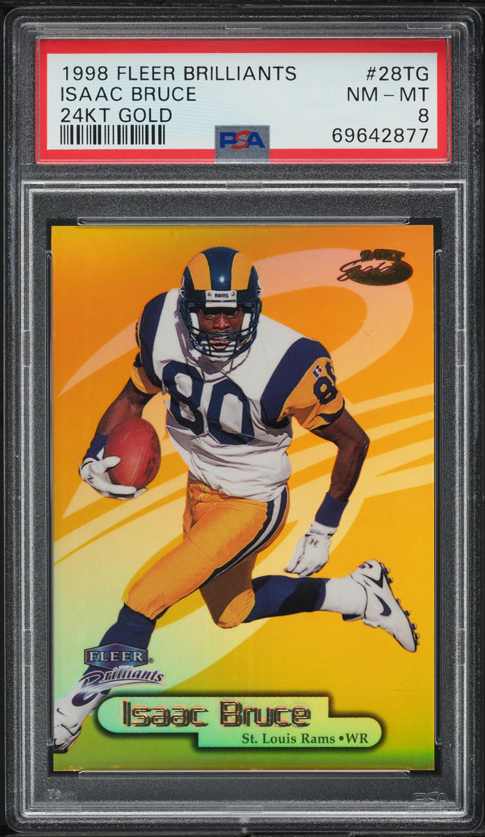 1998 Fleer Brilliants 24 Karat Gold Isaac Bruce /24 #28TG PSA 8 NM-MT
