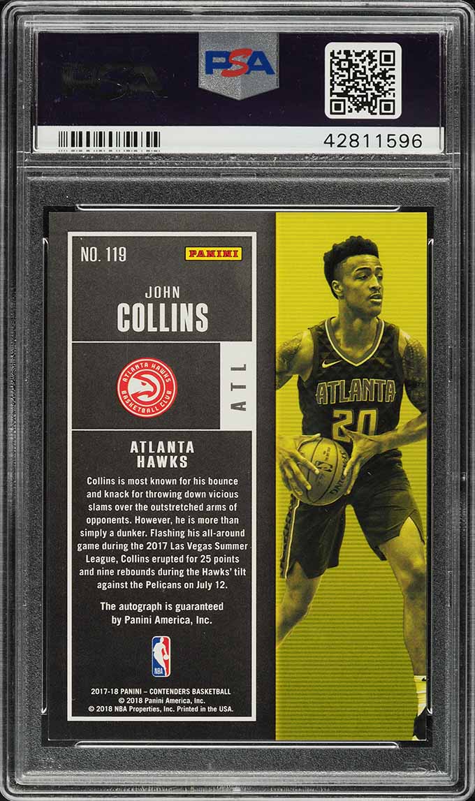 PSA10 JOHN COLLINS ROOKIE NBA HOOPS RC John Collins 2017