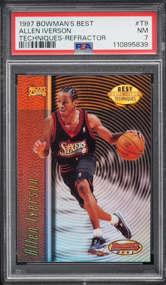 1997 Bowman's Best Techniques Refractor Allen Iverson #T9 PSA 7 NRMT - Photo 1