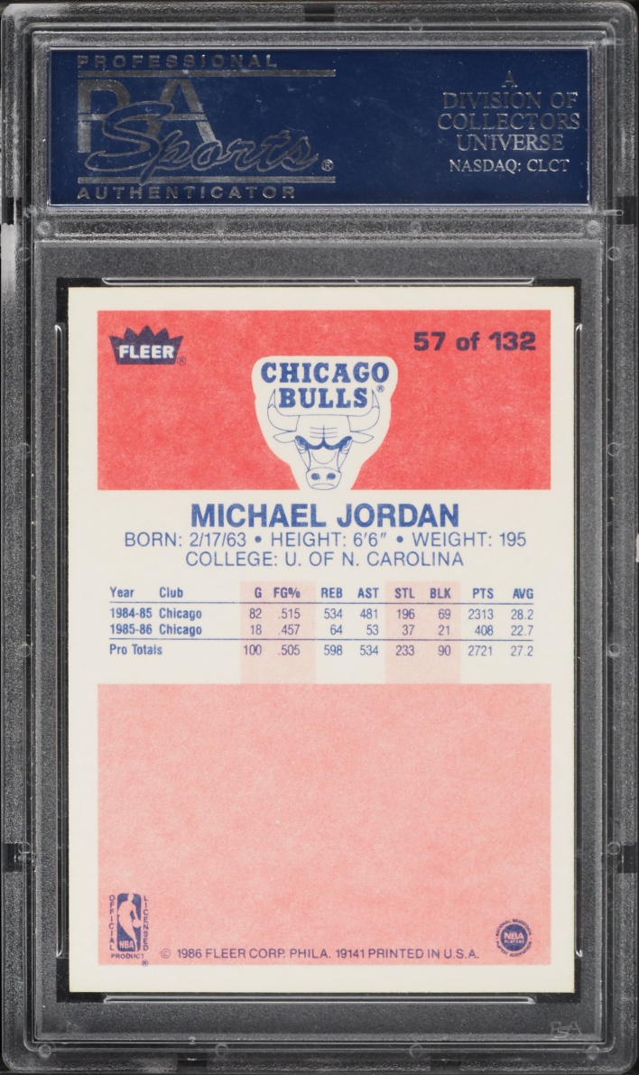 1986 Fleer Basketball Michael Jordan ROOKIE #57 PSA 8 NM-MT - Photo 2