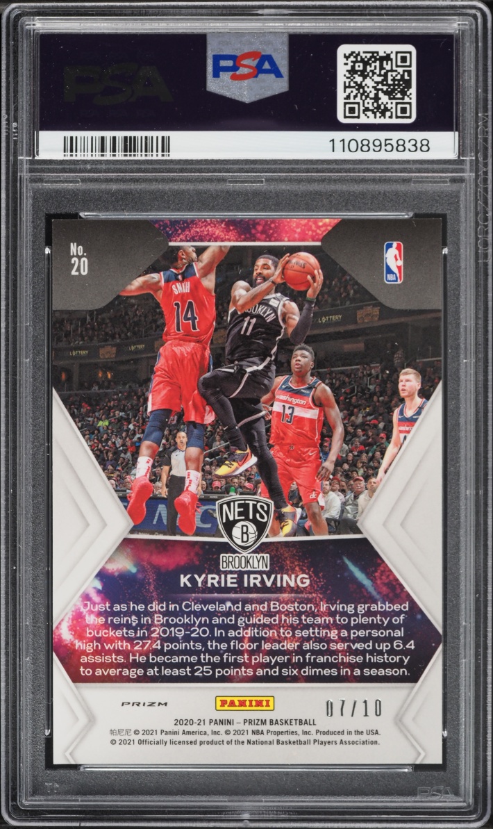 2020 Panini Prizm Fireworks Gold Kyrie Irving /10 #20 PSA 10 GEM MINT - Photo 2