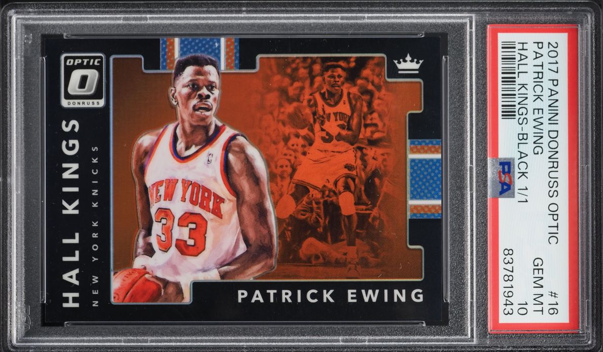 2017 Donruss Optic Hall Kings Black Prizm Patrick Ewing 1/1 #16 PSA 10 GEM MINT - Photo 1