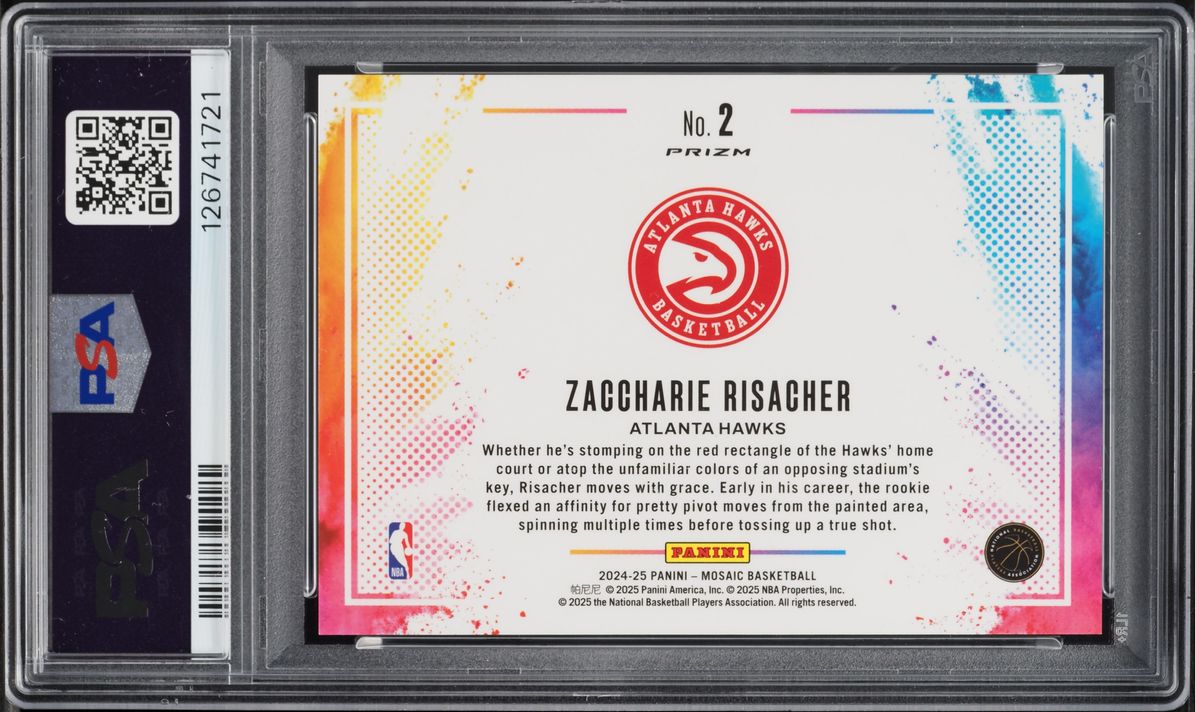 2024 Panini Mosaic Color Blast Prizm Zaccharie Risacher ROOKIE #2 PSA 10 GEM MINT - Photo 2