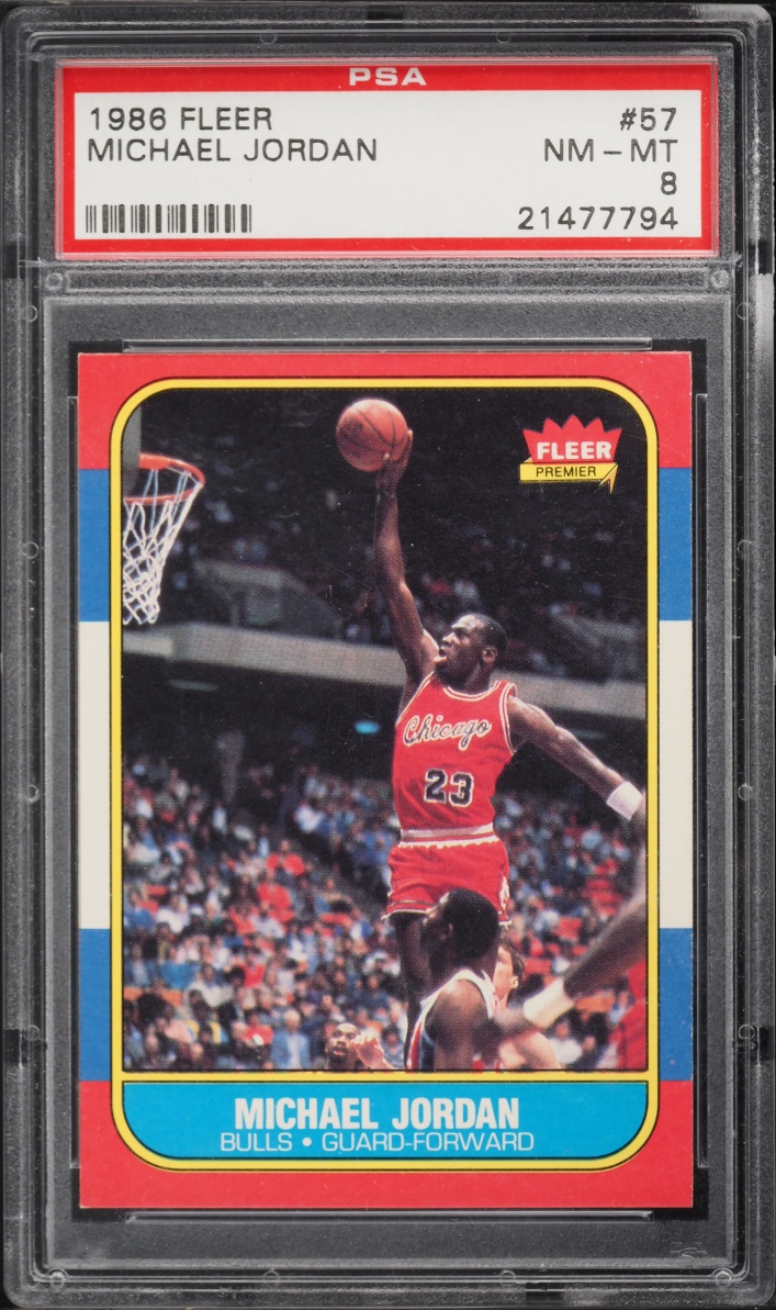 1986 Fleer Basketball Michael Jordan ROOKIE #57 PSA 8 NM-MT - Photo 1