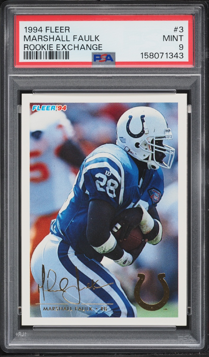 1994 Fleer Exchange Marshall Faulk ROOKIE #3 PSA 9 MINT