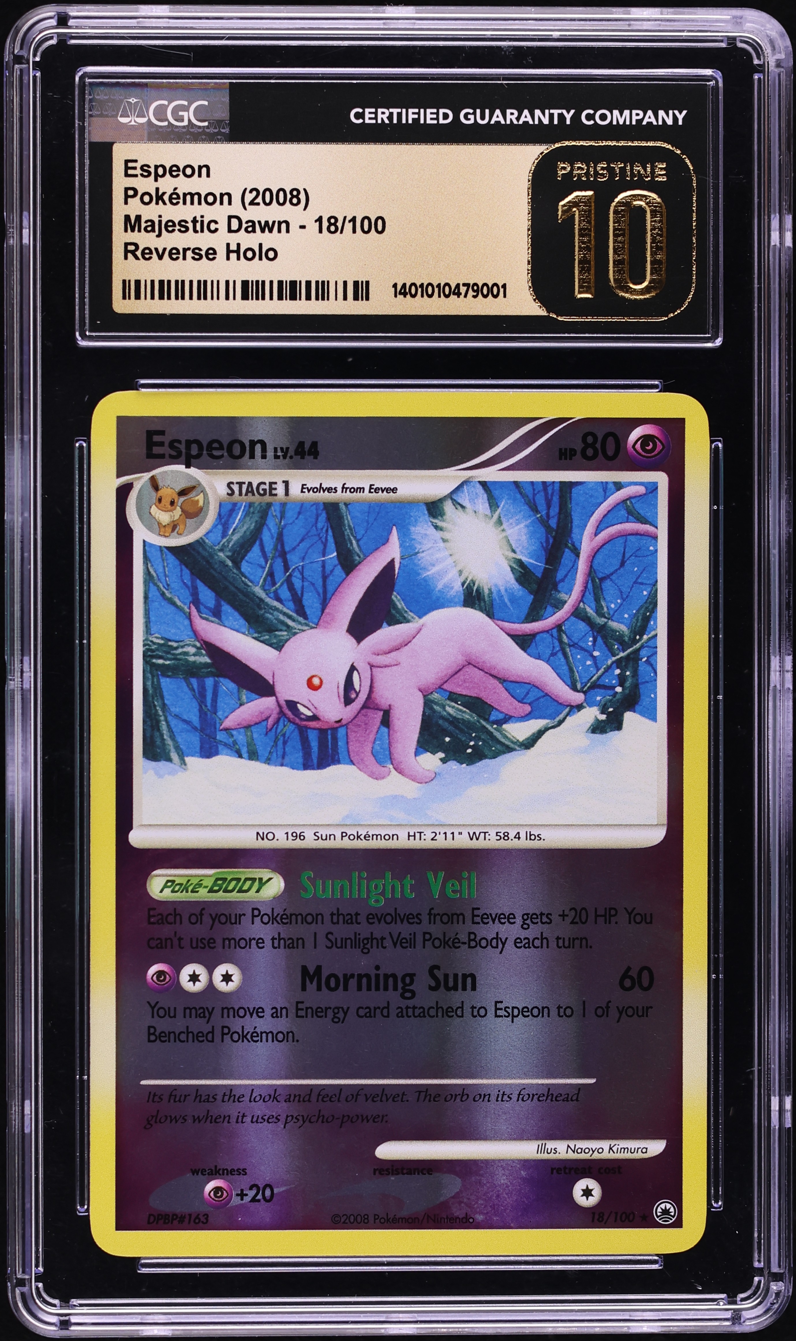 2008 Pokemon Diamond & Pearl Majestic Dawn Reverse Holo Espeon #18 CGC 10 PRISTINE