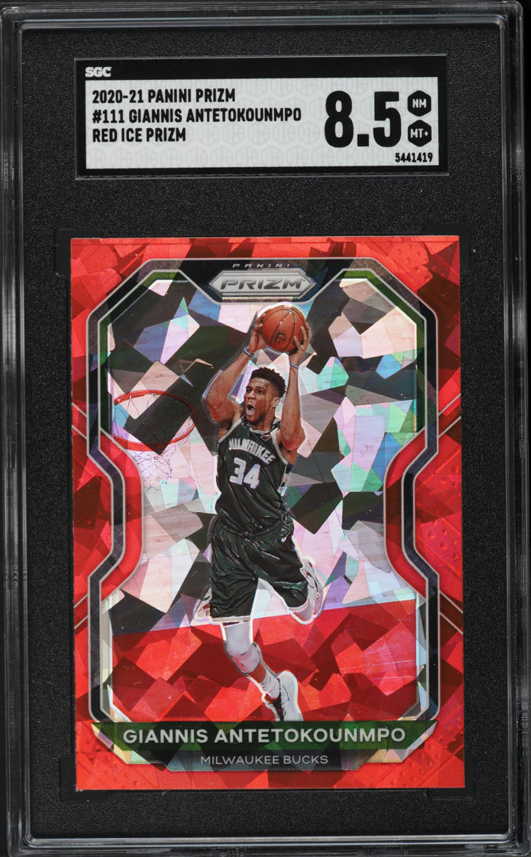 2020 Panini Prizm Red Ice Giannis Antetokounmpo #111 SGC 8.5 NM-MT+
