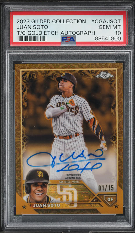 2021 Topps Chrome Beisbol #B7 Juan Soto signed card PSA A Auto A