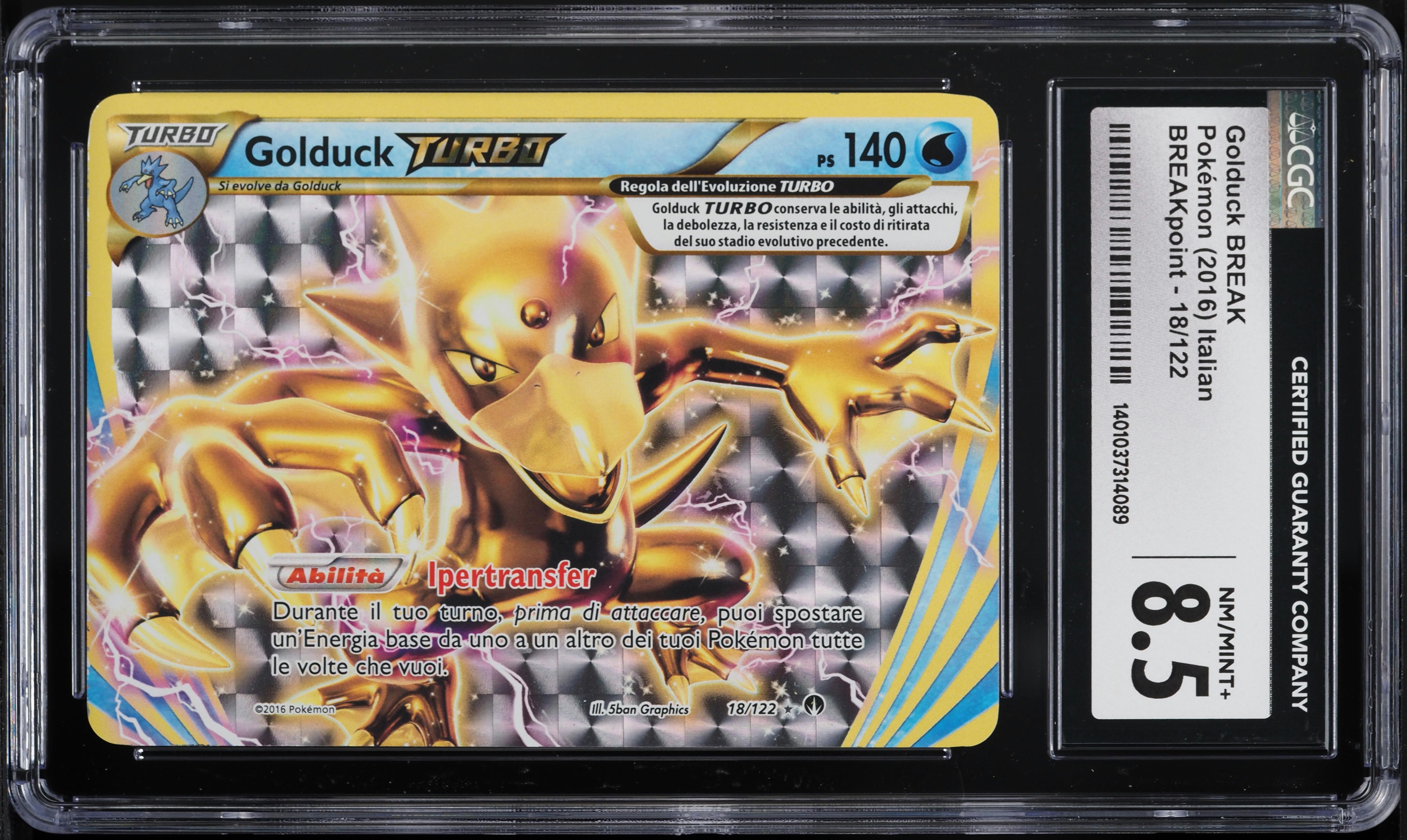 2016 Pokemon Italian XY BREAKpoint Holo Golduck BREAK #18 CGC 8.5 NM-MT+