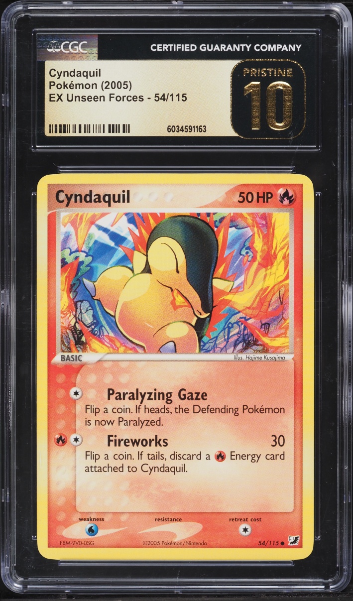 2005 Pokemon EX Unseen Forces Cyndaquil #54 CGC 10 PRISTINE