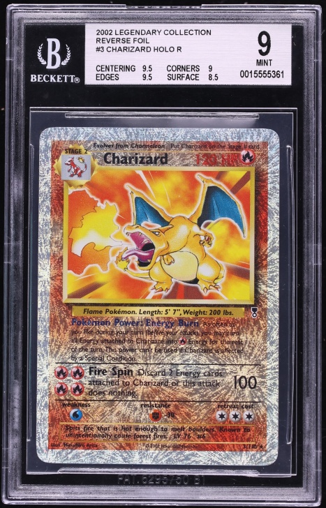2002 Pokemon Legendary Collection Reverse Holo Charizard #3 BGS 9 MINT