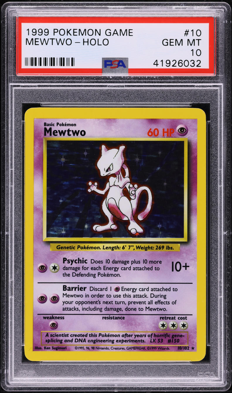 1999 Pokemon Base Set Holo Mewtwo #10 PSA 10 GEM MINT