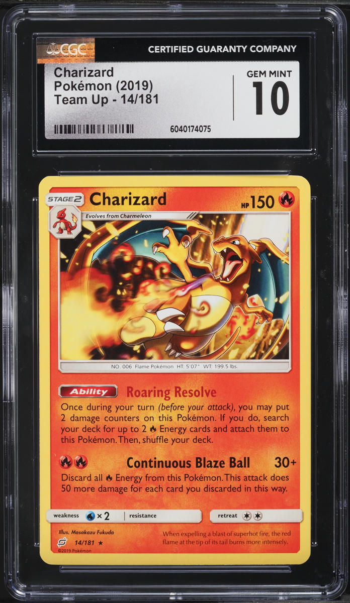 2019 Pokemon Sun & Moon Team Up Charizard #14 CGC 10 GEM MINT