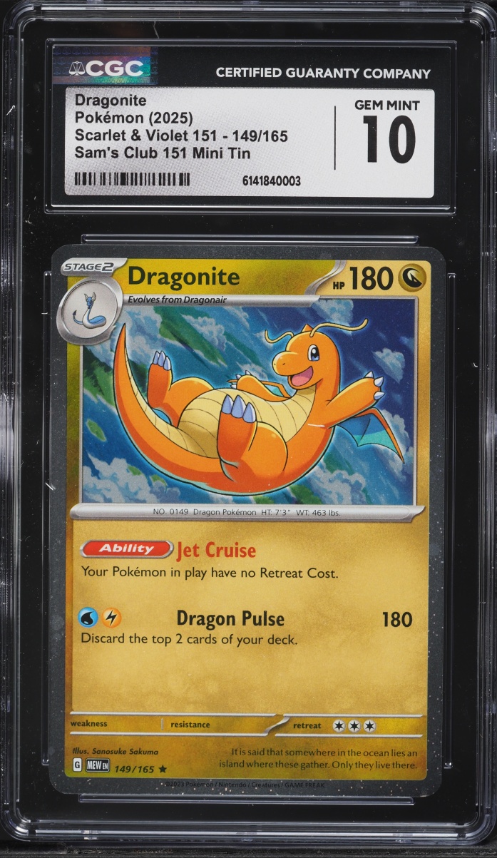 2025 Pokemon Scarlet & Violet 151 Sam's Club Mini Tin Dragonite #149 CGC 10 GEM MINT