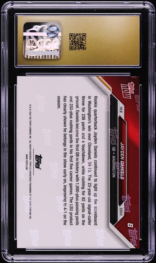 2024 Topps Now Jayden Daniels ROOKIE #6 CGC 10 PRISTINE
