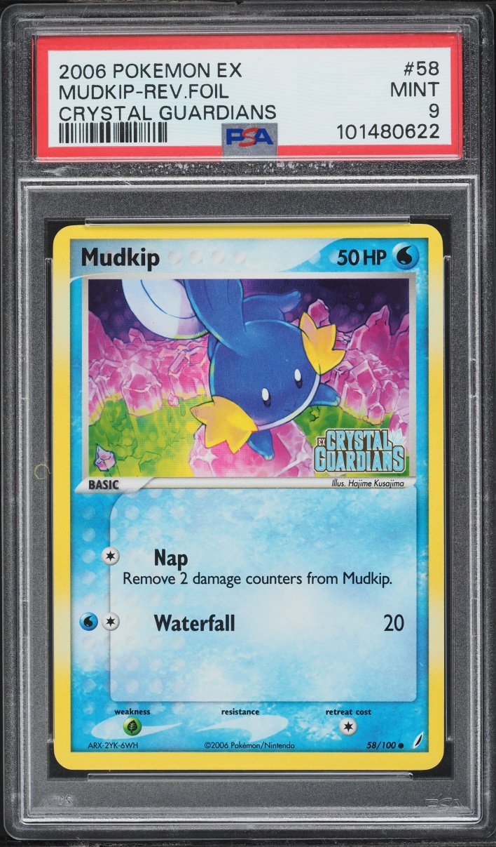 2006 Pokemon EX Crystal Guardians Reverse Holo Mudkip #58 PSA 9 MINT