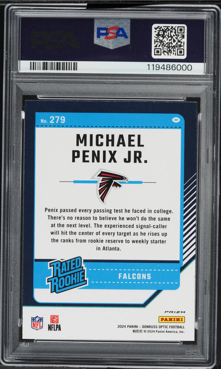 2024 Donruss Optic Blue Hyper Michael Penix Jr. ROOKIE #279